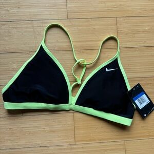 Nike Black and Neon Green Sports Bikini Top